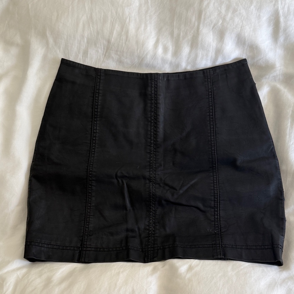 Black leather Women's Skirt